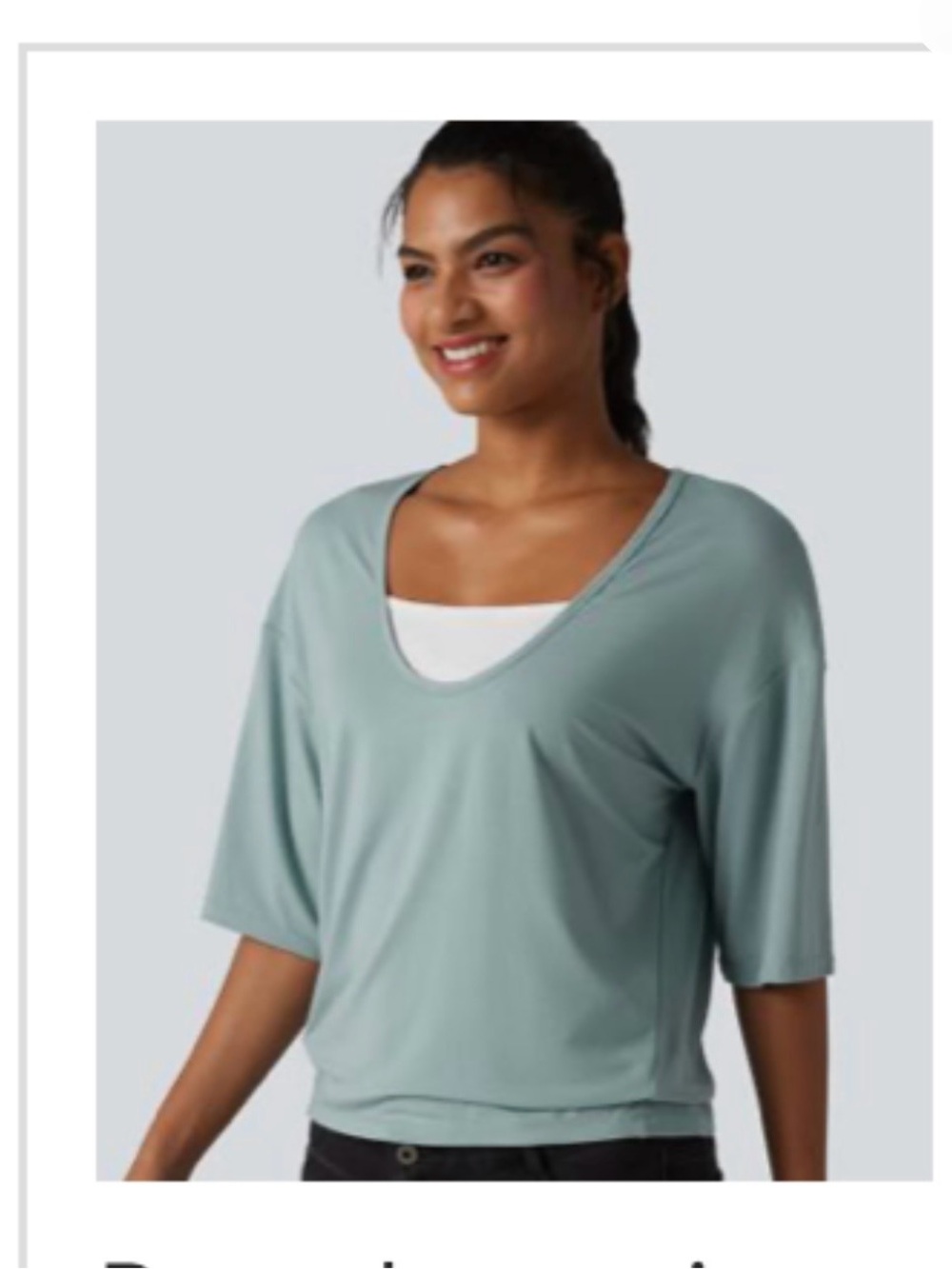 HALARA Light Sage Green Boxy V-Neck Top